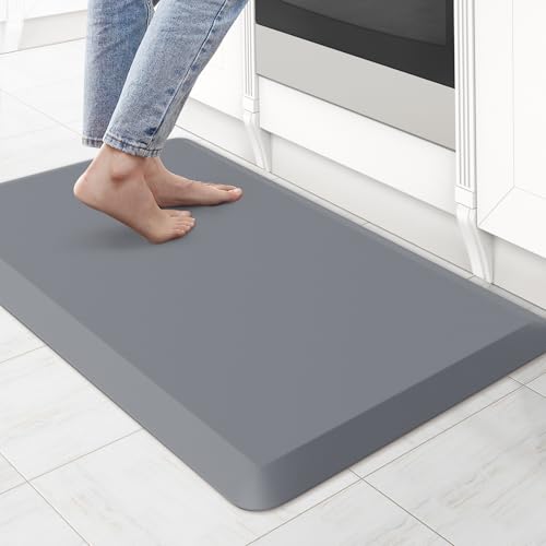 Image of KitchenClouds Kitchen Mat Cushioned Anti Fatigue Kitchen Rug Non Slip Standing Mat Comfort Floor Mats for Sink Office (17.3 inchx 28 inch-0.8inch, Grey) | Water-Resistant, Non-Slip, Easy to Clean Comfort Floor Mat for Kitchen, Sink & Office, Multiple Colors & Sizes, 17.3 inchx28 inch