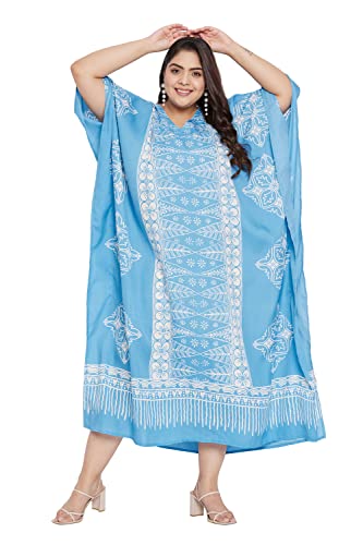 Image of Oussum Plus Size Kaftan Dresses for Women, Polyester Summer Caftan Cover Up Maxi Beach Dress, 1X-3X