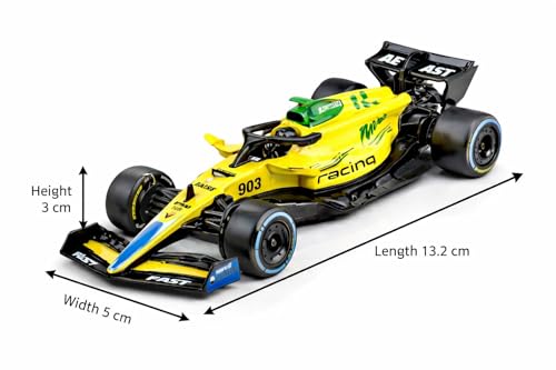 Image of McLaren MCL38 F1 Inspired Die-Cast Pull Back Racing Car Toy, 1:36 Scale Metal Formula Race Car Model, Realistic Motorsport Collectible Vehicle for Kids 3+ Years, Boys & Racing Fans (Yellow)