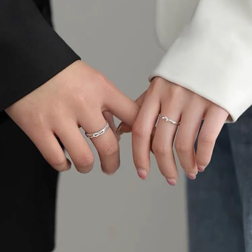 Branch Promise Matching Couple Rings for Him and Her Set Silver Plated Adjustable Love Engagement Finger Ring Statement Jewelrys3