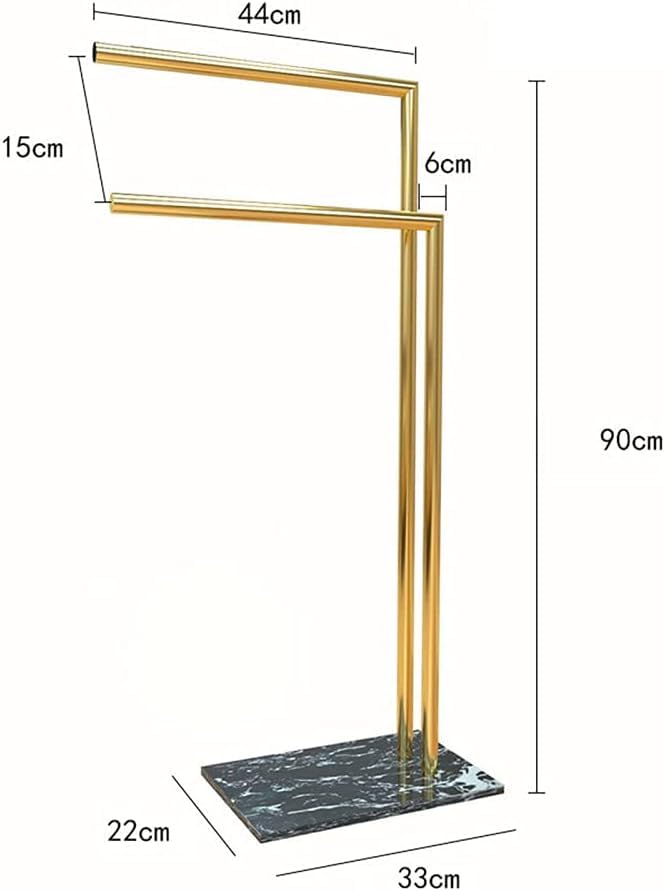 Porte-serviettes autoportant 2 barres structure stable support de séchage or - 2