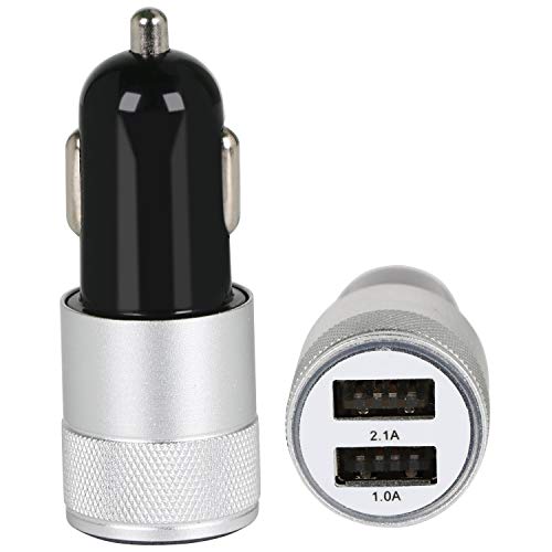 REALMAX® Car Charger 2.1A Dual Usb Port LED 12V In For Android Samsung Sony Xperia HTC Motorola Nokia Smart Phone GPS Satnav And More - Black -Silver-Gold (Black)
