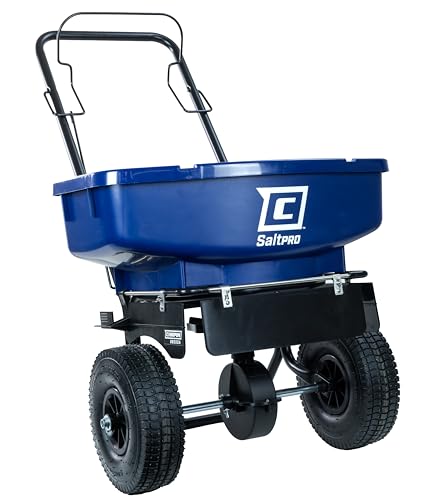 Image of CHAPIN 80 lb Salt Spreader, Precision Control for Winter Use | Rain and snow cover included; adjustable side baffles and gate control help direct material where needed