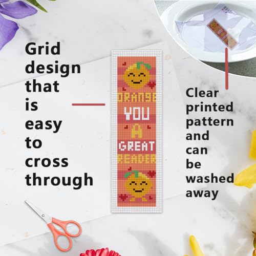 Image of INFUNLY 6PCS Encourage Reading Cross Stitch Bookmark Kit I'd Love to Read More DIY Stamped Cross Stitch Kit Embroidery Bookmark Kit Inspirational 8.66 inchx3.15 inch for Adults Students Book Lovers