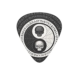 Lot de 12 médiators pour guitare avec tête de mort abstraite Yin Yang Noir - Les Beatles, Paul McCartney, John Lennon, RIngo Starr, George Harrison