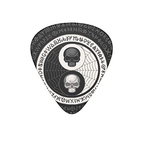 Lot de 12 médiators pour guitare avec tête de mort abstraite Yin Yang Noir - Les Beatles, Paul McCartney, John Lennon, RIngo Starr, George Harrison Lot de 12 médiators pour guitare avec tête de mort abstraite Yin Yang Noir