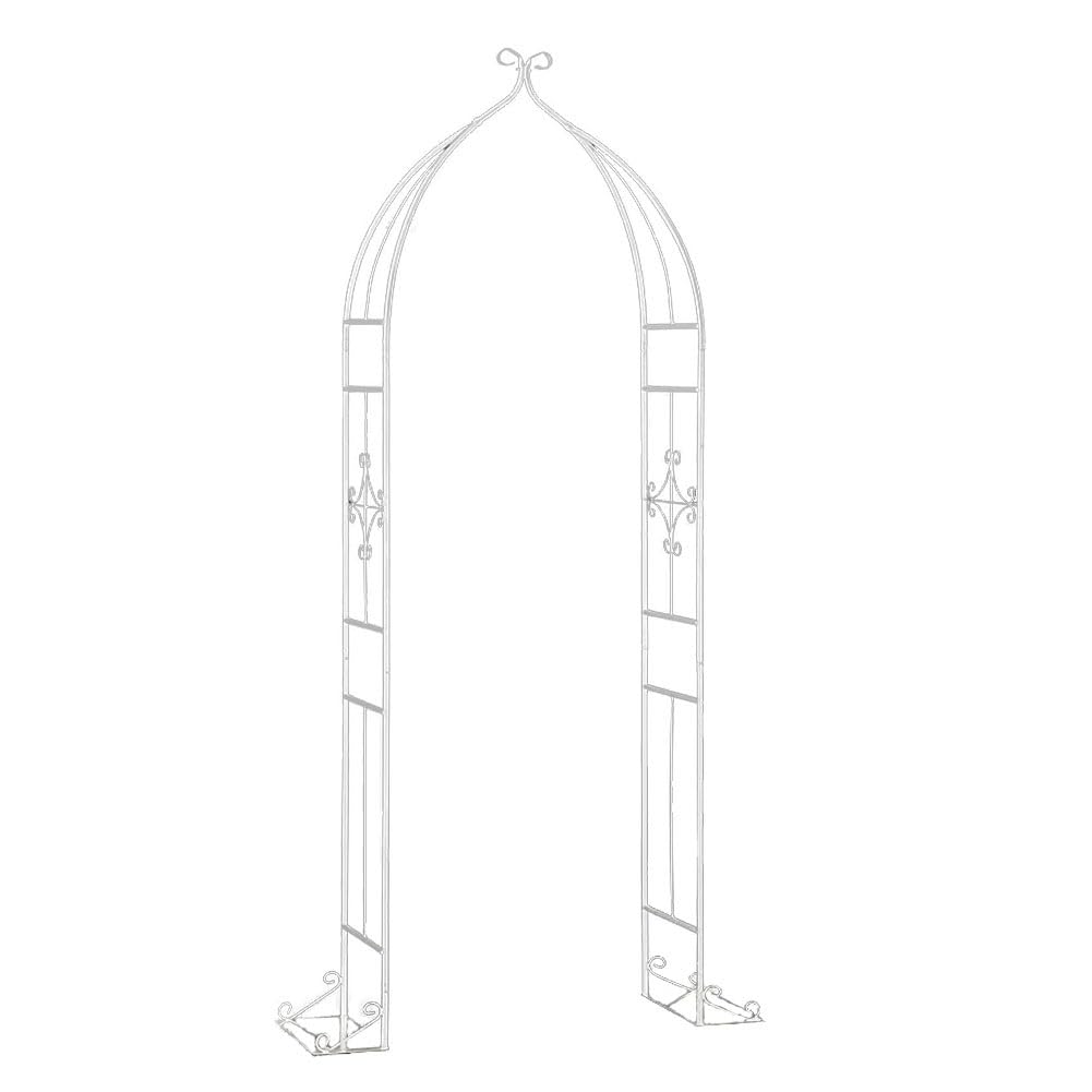 Arche de jardin en fer blanc 205x80cm avec treillis pour roses