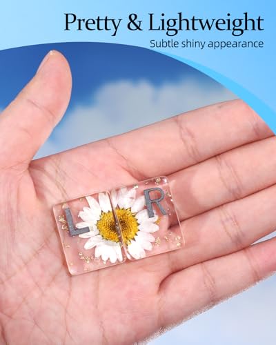 Image of Plifal Xray Markers with Lead Initials Flower - X-ray Markers White Dried Floral Glitter in Resin Radiology Include Reusable Adhesive Tapes to Nurse Radiologist Badge Reel Buddy, Easy to Identify