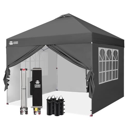 CROWN SHADES Pavillon 3x3 Wasserdicht Stabil Winterfest mit 4 Seitenteilen, Pop up Gartenpavillon UV Schutz 50+, Partyzelt Für Outdoor Camping, 3-Fach Höhenverstellbar, Pavillion mit Tragetasche