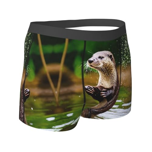 Animal Cute Brown Otters Mens Underwear,Boxer Briefs for Men Pack, Mens Boxer Briefs3