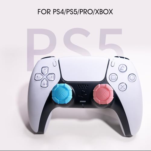 Image of PERFECTSIGHT Thumb Grip Caps for PS5 PS4 Xbox Series X /S Xbox One Switch PRO Controller Steam Deck 6 PCS Soft Rubber 3D Thumbsticks Button Joystick Cover Set, Pink+Blue