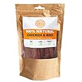 Pets Purest Dog Treats Chicken Beef Strips - 100% Natural Air-Dried Chews for Dogs, Puppy & Senior. Healthy Hypoallergenic Grain, Gluten & Lactose Free Raw Food Treat Snack Sticks (100g)