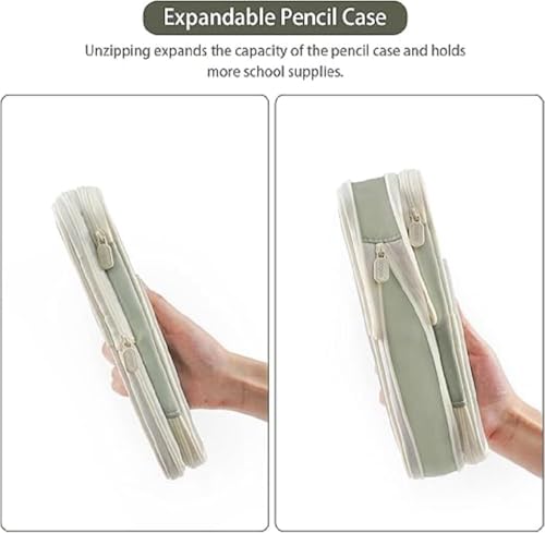 Image of EASTHILL Big Capacity Pencil Pen Case Office College School Large Storage High Capacity Bag Pouch Holder Box Organizer (Green, Polyester)