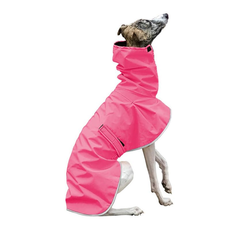 VOODUE hunderegenmantel Italienische Windhund-Kleidung, wasserdichter Whippet-Mantel, Winter, verstellbare Windhund-Kleidung, Winter-warme Fleece-Kleidung, warme Jacke for Hunde (Color : Rosa, Size