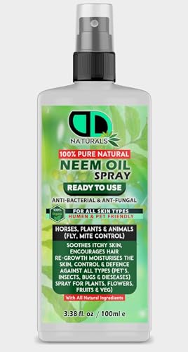 DD Organic Neem Oil A Natural Garden Bug Spray for Plants & Horses.- Insect Repellent & Bug Repellent for House, Skin Care, Hair Growht (100ML SPARY)