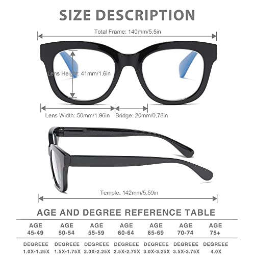 Nanako 3 Pack Reading Glasses For Women, Oversized Blue Light Blocking Computer Readers Spring Hinge (C1,+1.00) #TOP5