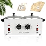 Professional Dual Wax Warmer for Hair Removal, Double Electric Wax Heater Machine with 150pcs Wax Sticks-WaxPots with Adjustable Fahrenheit Dial for Facial Skin Body SPA Salon Equipment