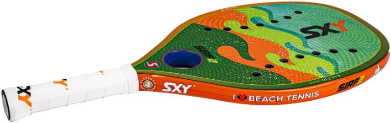 Orange Sirf 2 Sexy Brand Beach Tennis Paddle - High-Performance G-Carbon Face & Frame, Mid Soft EVA Core, SXY Power ORB & Convex LZR Hole System - Perfect for Beginners to Advanced Players