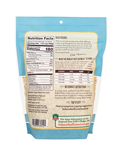 Bob's Red Mill Organic Old Fashioned Rolled Oats, 16oz (4 Pack) - image 2