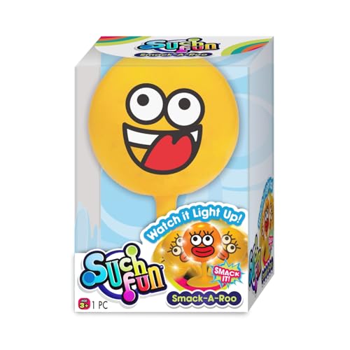 JA-RU Emoji Light Up Smack It Toy. Fun Faces Smack-a-Roo. Stick to Surface Punching Toy. (Pack of 1). Light Up, LED, Squeeze, Flashing, Party Favor, Classroom Prize 4913-1