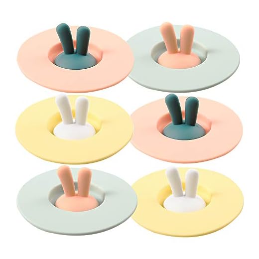 ME.FAN Silicone Cup Lids - Cup Cover [6 Set] Rabbit Anti-dust Airtight Seal Mug Cover - Hot Cup Lids - Silicone Drink Cup Lids In Bright Colors