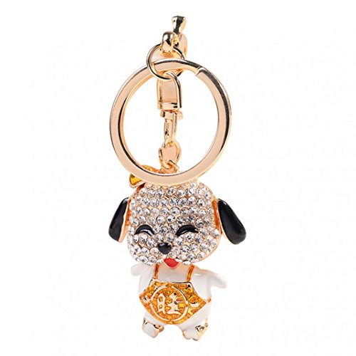 Preisvergleich Produktbild Bangle009 Schlüsselanhänger mit süßem Cartoon-Hund, Strass, Anhänger für Tasche, Geldbörse, Auto gelb