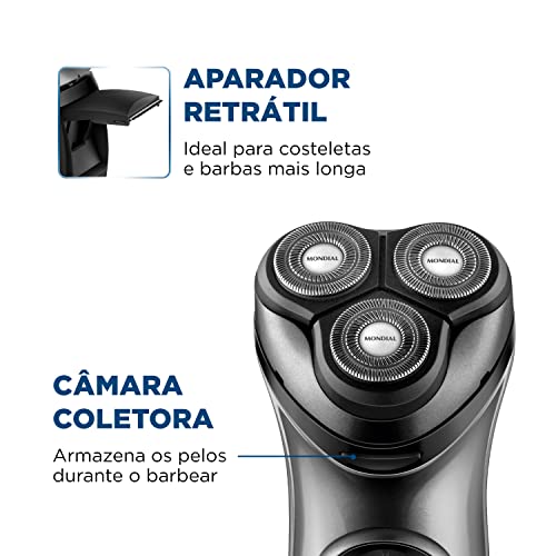 Barbeador Elétrico Power Shave, Mondial, Preto/Prata, 5W, Bivolt - BE-02