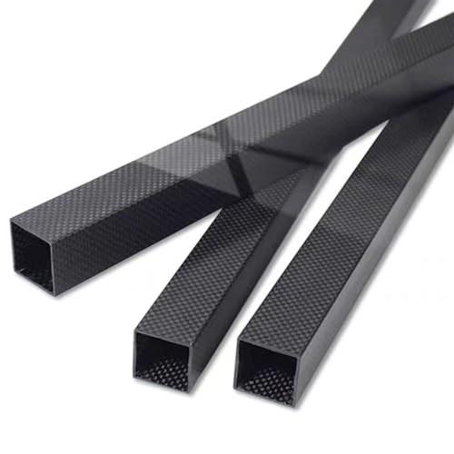 3K All Carbon Fiber Square Tube with High-Strength Length of 500mm,OD 10mm -30mm, Plain Glossy Used as A Bracket 3K Carbon Fiber Square(30x30x28x500mm)