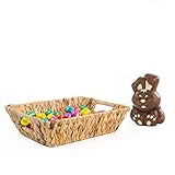 Blue Omnia Cesta de mimbre trenzada de jacinto, cesta rectangular, bonita cesta de frutas, cuenco decorativo, cesta de mimbre de alta calidad como paquete de regalo y cesta de almacenamiento (21 x 29