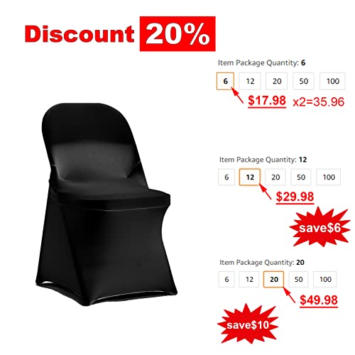 Bricia 12 Pcs White Stretch Spandex Folding Chair Slipcovers, Dining Room Chair Covers Stretch Chair Slipcovers Protector For Wedding, Banquet, And Party #TOP1