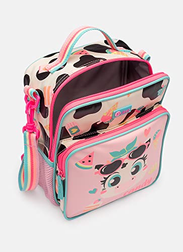 Kit Mochila De Rodinhas Lancheira E Garrafinha Vaca Puket