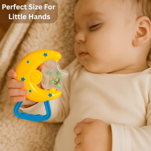 Image of Storio Baby Rattle Gift Set | Newborn Sensory Toys for 0-12 Months | 6 Pc Rattle Set with Teether | Ideal Baby Shower Gift for Boys & Girls | Multicolor