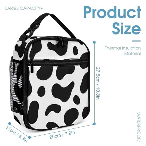 3Pcs Backpack Sets Cow Pattern Print Travel Daypack 3 in 1 Lightweight Backpack Set with Lunch Bag And Cosmetic Bag4