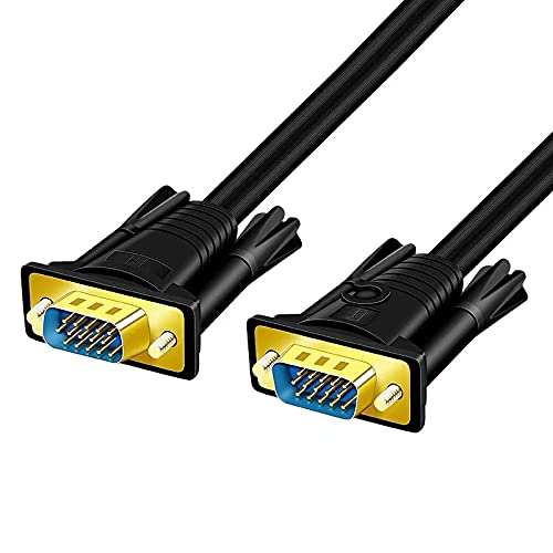 Connectors VGA Male to VGA Male Video Cable Duble VGA 3+6 1080P HD Cable Laptop Connection Monitor Desktop Host Video Projector Extension - (Cable Length: 5M, Color: 1080P Black)