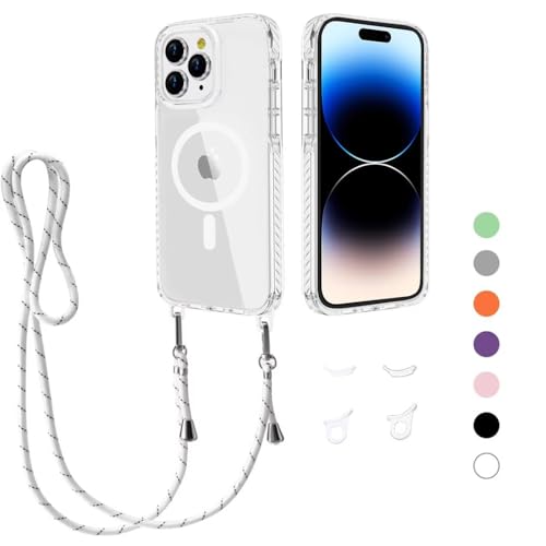 MBSLFY iPhone 14 Pro Handyhülle mit Umhängeband Weiß