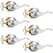 Probrico Satin Nickel Passage Door Levers, Wave Style Handles Keyless Interior Leversets for Hallway and Closet, 6 Pack