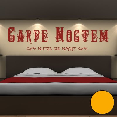 A014 - Adesivo da parete "Carpe Noctem", 180 x 42 cm, colore: giallo oro (disponibile in 40 colori e 4 misure)