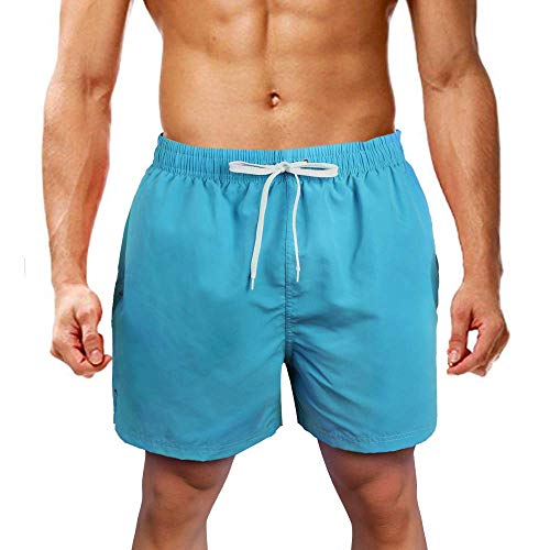 Farchat Bañador De Natación para Hombre Pantalones Cortos Baño Bóxers Playa Shorts Azul Celeste L