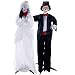 Halloween Haunters 66" Animated Standing Scary Skeleton Bride and Groom Prop Decoration - Moving Arms, LED Eyes, Wedding Moans and Ghoulish Cries