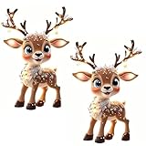 2 PCS Cute Elk Acrylic Christmas Hanging Ornaments - Transparent Flat Pendant with Hanging Ropes for Christmas Tree, Car Rearview Mirror, Home Indoor Outdoor Party Decor