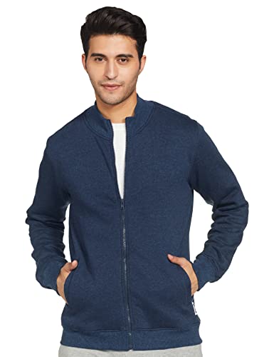 Image of Amazon Brand - Symbol Men Cotton Blend High Neck Zipper Sweatshirt (Available in Plus Sizes)