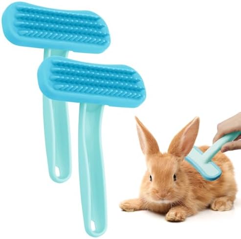 2 cepillos suaves para conejos, cepillo práctico para el aseo de conejos, peine de masaje de silicona suave para animales pequeños, kit de aseo para conejos, apto para gatos