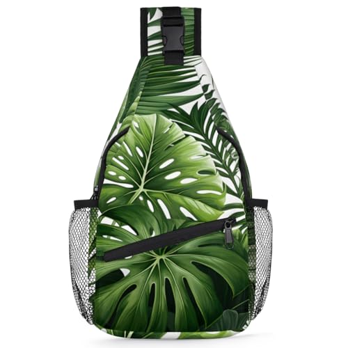 Sacoche Homme Bandouliere Vert Palmier Sac Poitrine Randonnée Mode