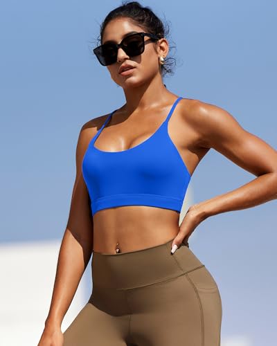 Image of RUNNING GIRL Sports Bras for Women,Y-Back Medium Support Workout Sports Bra Padded Racerback Supportive Bras Push up(WX3048 Cerulean Blue L)