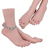 MOTLEYBEAN Realistic Silicone Feet 1:1 Life Size Silicone Female Feet Mannequin Not TPE Fake Foot for Jewelry Display Tattoo Practice Art Collection (Nude, Left Foot-with Skeleton)