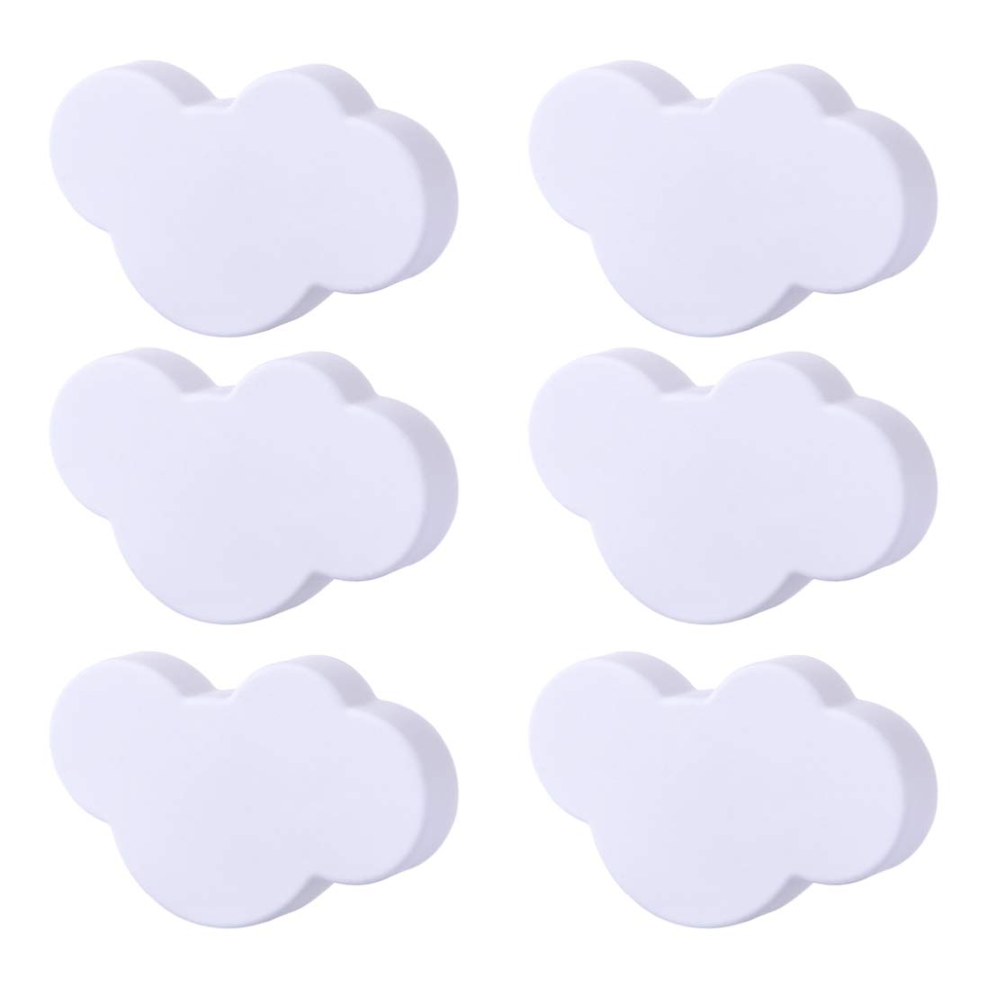 Bouton de meuble nuage blanc sécurisé en PVC souple pour placard - 6 Pcs