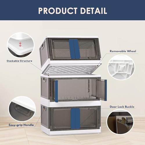 Image of Plastic Cupboard For Clothes Storage, Foldable Plastic Cupboard For Storage, Foldable Wardrobe For Kitchen Cupboard For Storage, Cupboard For Bedroom Living Room And Office (1)