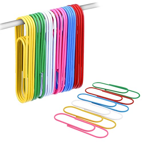 ForTomorrow 40 Pack 4 Inch Super Large Paper Clips Vinyl Coated (6 Colors, 40 Pack 4 Inch)