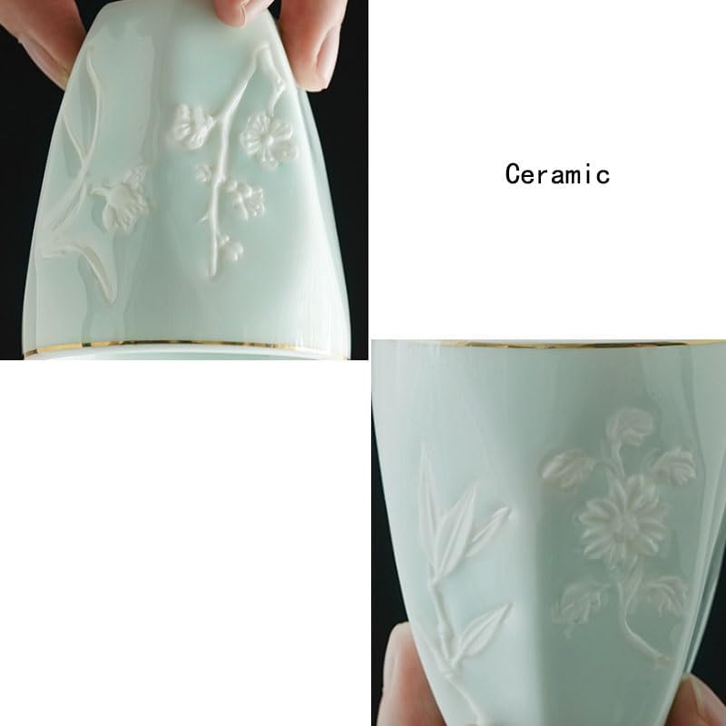 Relief Ceramic Tea Sets Large Sized Teapot Tray Cup Set