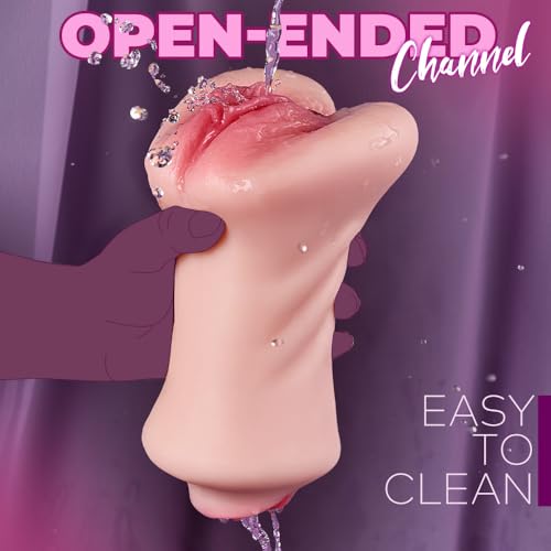 Image of 3 in 1 Pocket Pussy Male Masturbator-Soft Flesh Male Sex Toys for Men with Mouth, Tight Vagina & Anal, Realistic Blowjob Male Stroker Sex Toy with Easy-Clean Open End,Includes Lube & Drying Stick